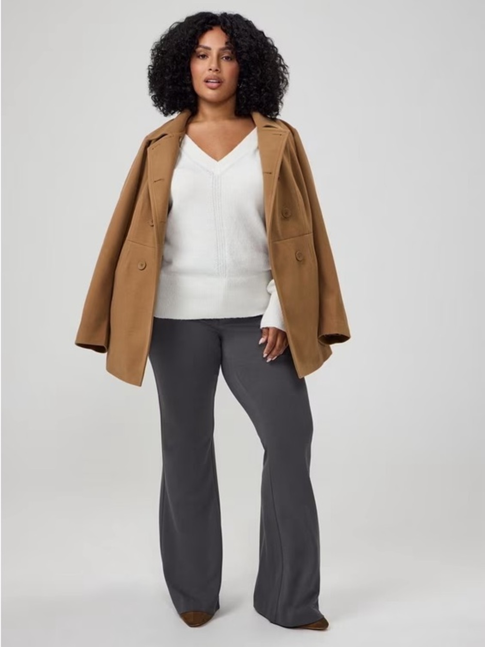 Torrid Cozy Double Breasted Peacoat Women 3X Plus Size Camel Tan